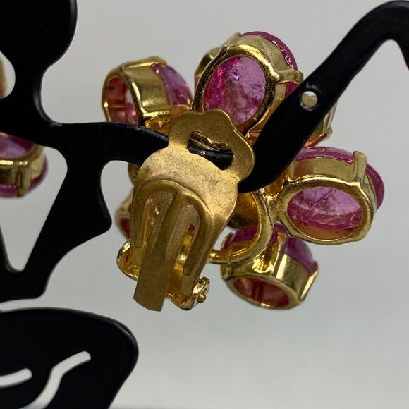 Vintage Christian Dior 1968 Germany Henkle & Grosse Pink & White Flower Clip-On - Picture 10 of 10